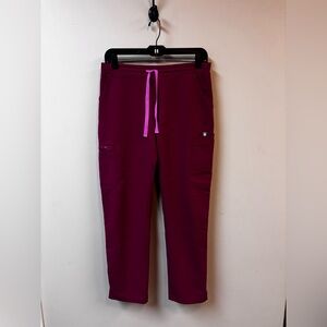 Figs Yola Skinny Scrub Pants High Waisted Raspberry Pink Small Nurse Doctor